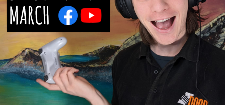 Photo of Isak a youthworker wearing headphones with a games controller. Advertising Gaming Marathon on 6th March 2021
